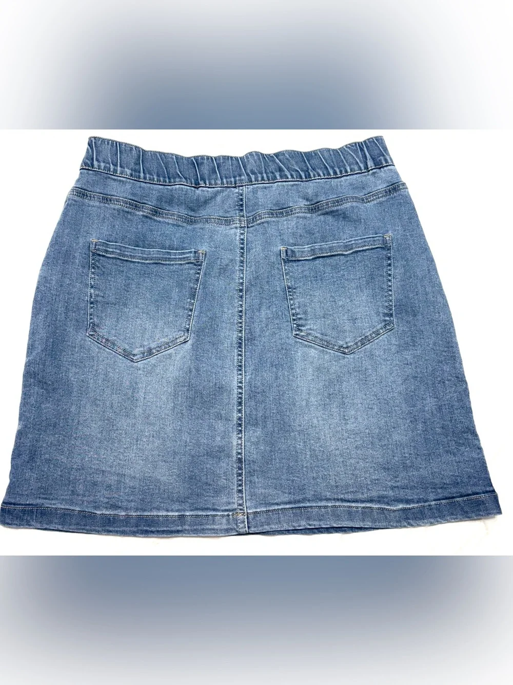 Boston Proper Medium Blue Denim A-Line Skort with Elastic Waist